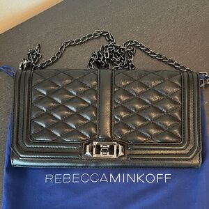Gently Used Rebecca Minkoff Black Quilted Leather Clutch